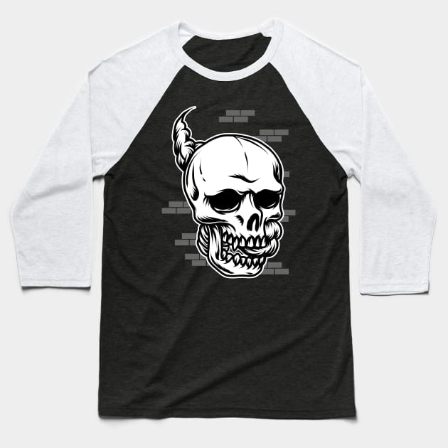 Skull smoke Baseball T-Shirt by Luckyart11